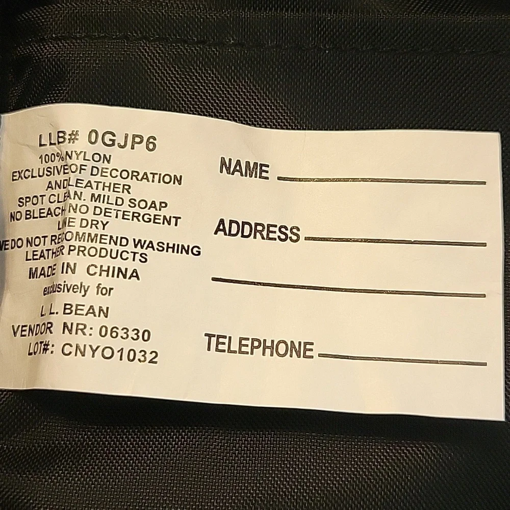 L.L. Bean nylon messenger bag, black/gray
